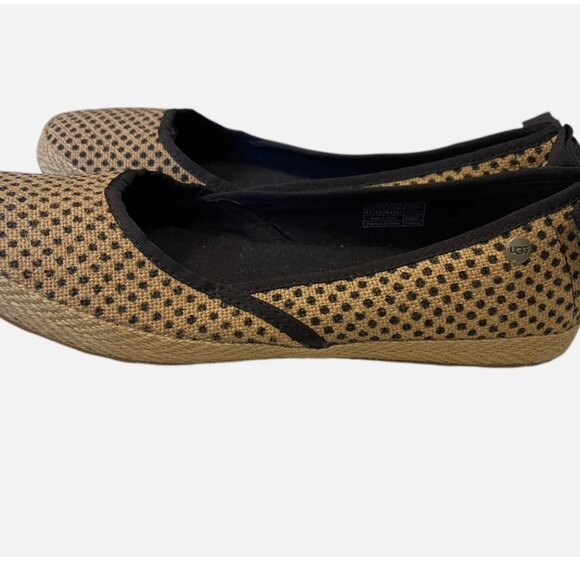 UGG Polka Dot Bow Indah Burlap Slip On Flats Shoes Women's size 8.5 - Picture 4 of 10